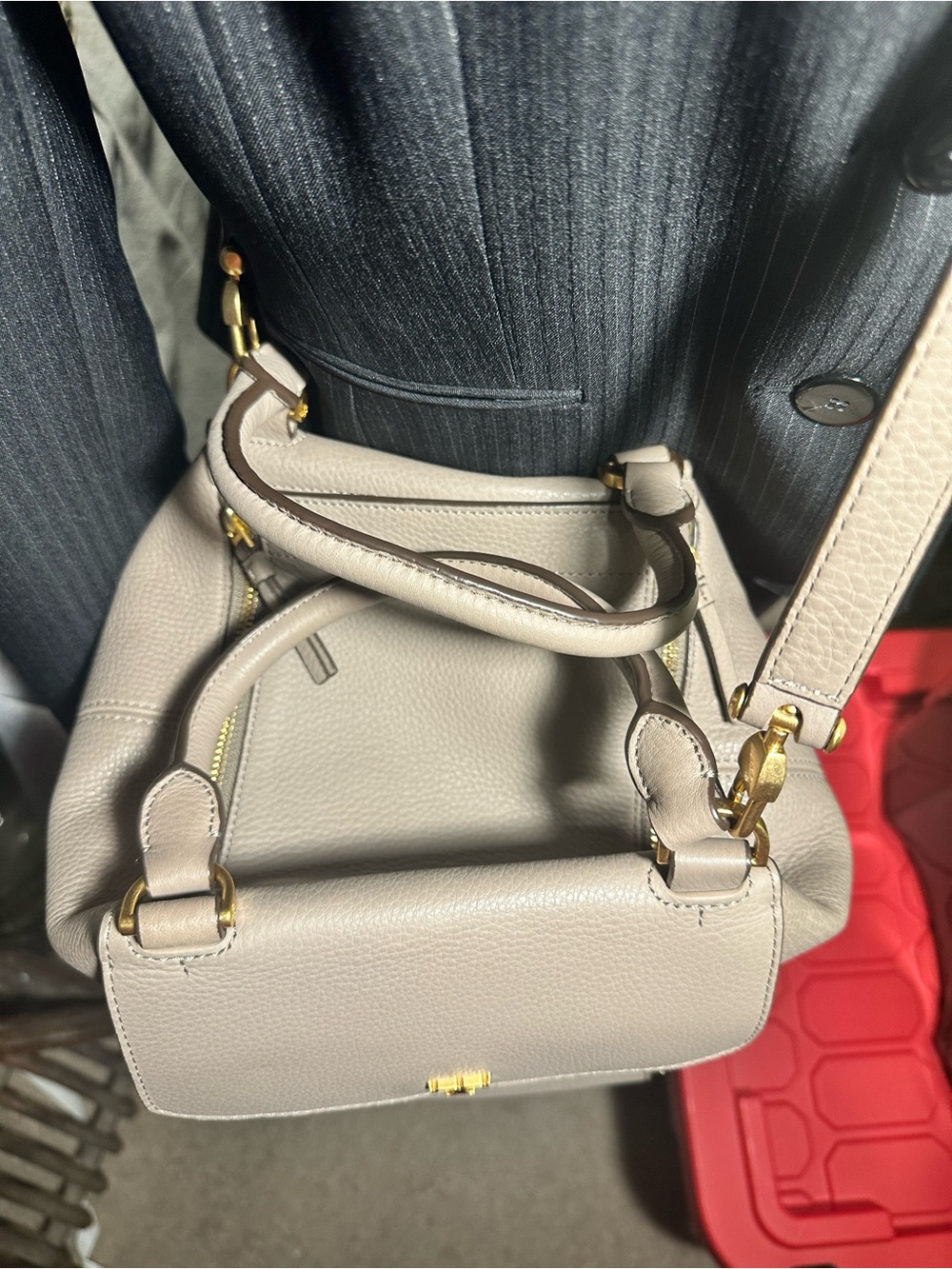 Tory Burch Gold and Tan Crossbody Bag with Structured Design - Picture 16 of 16